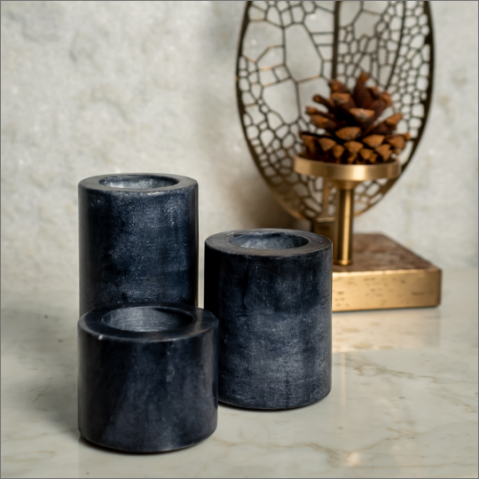 Marble Black & White Tea Light Holder
